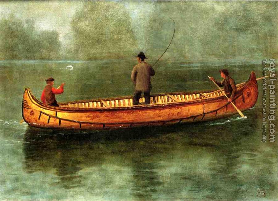 Albert Bierstadt : Fishing from a Canoe